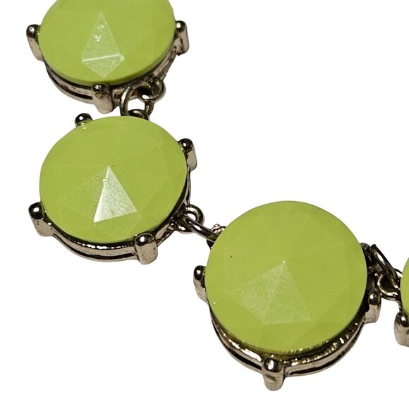 Retro Lime Green Disc Bead Chunky Necklace Statement 70s Fashion Jewelry Women - Picture 3 of 6